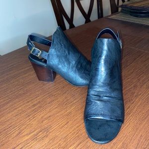 Block Heel Leather Sandal